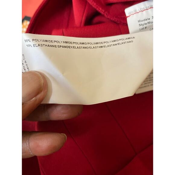 Joseph Ribkoff Women's Bandage Mini Skirt Textured Elastic Waist Red Size 12 NWT - Picture 7 of 8